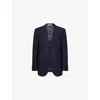 Corneliani Mens China Blue Notched-collar Long-sleeved Wool Jacket In Blue