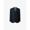 Corneliani Mens  Notched-lapel Single-breasted Wool Blazer In Blue