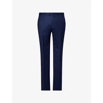 Corneliani Mens Slim-leg Mid-rise Wool Trousers China Blue