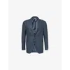 Corneliani Mens Navy Blue Academy Notched-collar Wool-cashmere Blend Jacket In Blue