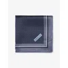 Corneliani Mens Grey Melange Antracite Branded Graphic-pattern Silk Pocket Square