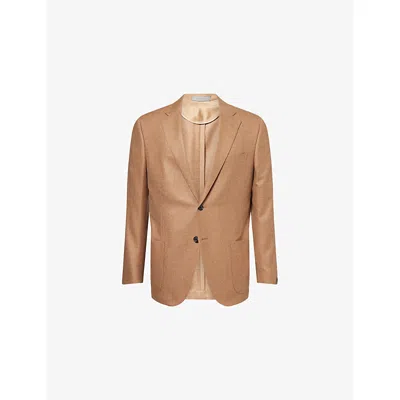 Corneliani Mens Natural / Beige 033 Leader Single-breasted Wool And Cashmere-blend Jacket In Brown