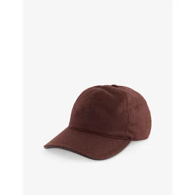 Corneliani Mens  Logo-embellished Wool And Cashmere Cap In Brown