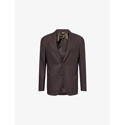 Corneliani Mens Dark Brown (ebony) Notched-lapel Long-sleeve Wool Blend Jacket In Black