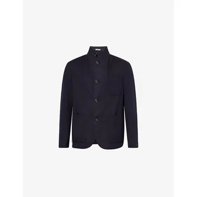 Corneliani Mens Navy Patch-pocket Button-up Wool Jacket In Blue