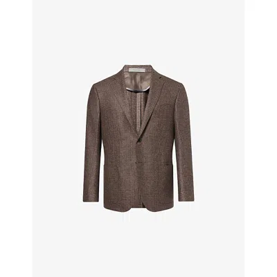 Corneliani Mens Brown Multi Pow Mouline Notch-lapel Wool Blazer