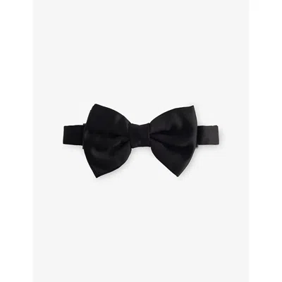 Corneliani Mens Black Pre-tied Silk Bow Tie