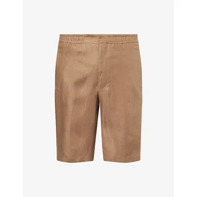 Corneliani Mens Natural / Beige 034 Pure Regular-fit Linen Shorts