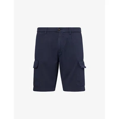 Corneliani Mens Navy Blue Regular-fit Cotton Cargo Shorts