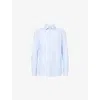 Corneliani Mens Blue Melange China Regular-fit Stripe-print Wrinkle-free Cotton Shirt In Blue
