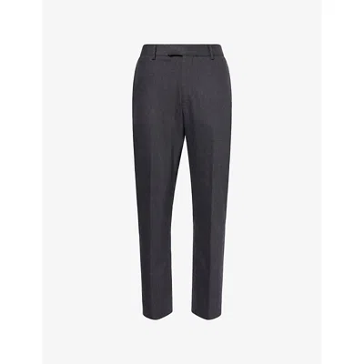 Corneliani Mens Charcoal Regular-fit Straight-leg Wool-and-cashmere Trousers In Gray