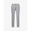 Corneliani Mens Gray Piece-dyed Ivory Straight-leg Drawstring Linen Trousers