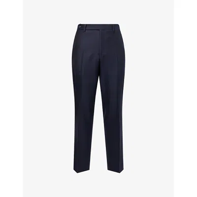 Corneliani Mens Navy Straight-leg Wool Trousers In Blue