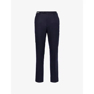 Corneliani Mens Navy Tailored Straight-leg Wool Trousers In Black