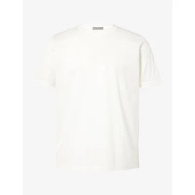Corneliani Mens Crew-neck Mercerized Cotton T-shirt White