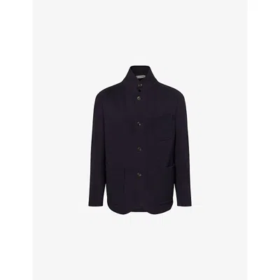 Corneliani Mens Dark Blue Patch-pocket Corn-button Wool Jacket