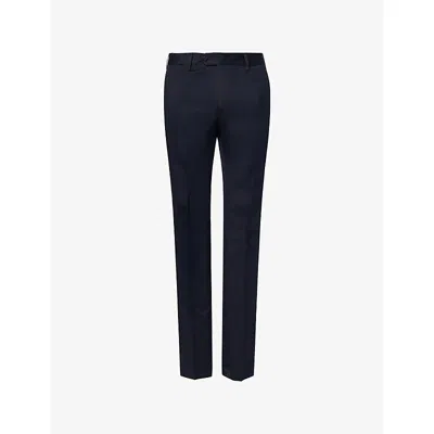 Corneliani Mens  Slim-leg Mid-rise Cotton-blend Trousers In Blue