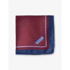Corneliani Mens Graphic-print Silk Pocket Square Dark Bordeaux Coloured