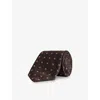 Corneliani Mens Geometric-weave Silk Tie Dark Brown (ebony)