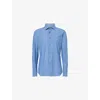 Corneliani Mens Long-sleeve Regular-fit Chambray Shirt Dark Ceruole Bright In Blue