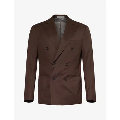 Corneliani Mens Double-breasted Wool Jacket Brown
