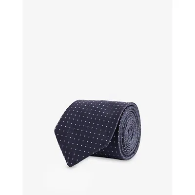 Corneliani Mens Double-sided Silk Tie Navy Multi