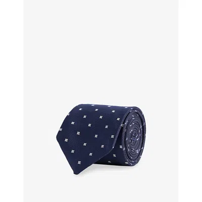 Corneliani Mens Double-sided Silk Tie Navy Multi