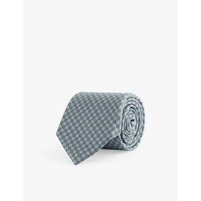 Corneliani Mens  Patterned Silk Tie In Gray