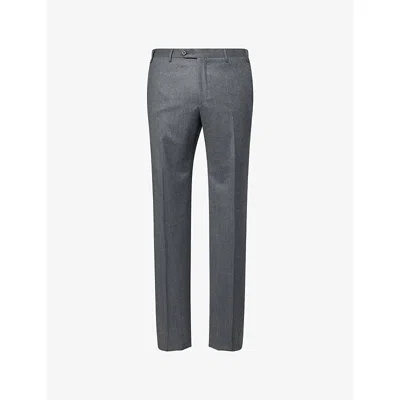 Corneliani Mens Slim-leg Mid-rise Wool Trousers Grey Melange Medium In Gray