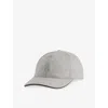 Corneliani Mens Grey Melange Steel Logo-embroidered Wool And Cashmere-blend Baseball Cap In Gray
