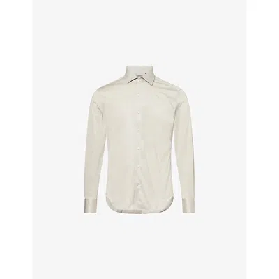 Corneliani Mens Light Beige Regular-fit Classic-collar Cotton Shirt In White