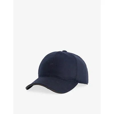 Corneliani Mens Logo-embroidered Stretch Wool And Cashmere Baseball Cap Navy In Blue