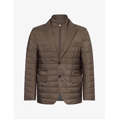 Corneliani Mens Milestones Quilted Shell Jacket Taupe
