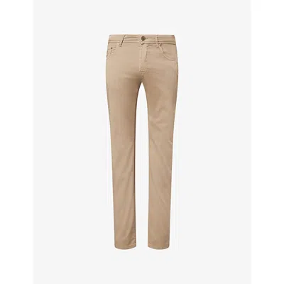 Corneliani Mens Natural / Beige 034 Straight-leg Cotton-blend Chinos In Brown