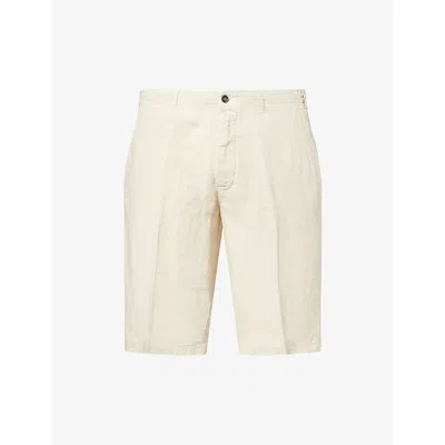 Corneliani Mens Natural / Beige 036 Knee-length Linen Shorts In Brown