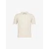 Corneliani Mens Natural / Beige 036 Open-collar Textured Linen Polo Shirt