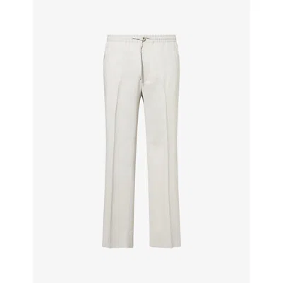 Corneliani Mens Natural White Bermuda Drawstring Linen And Wool Blend Trousers