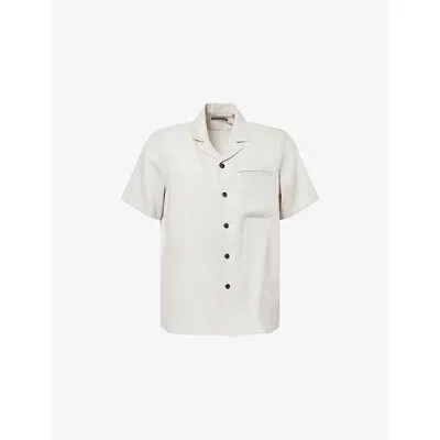Corneliani Mens Natural White Short-sleeve Linen And Wool Blend Shirt