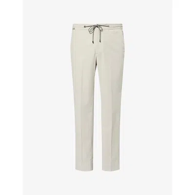 Corneliani Mens Slim-leg Corduroy Stretch-cotton Trousers Natural White In Gray