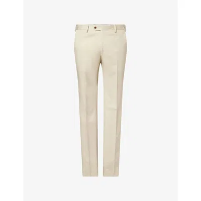 Corneliani Mens Natural White Slim-leg Mid-rise Cotton-blend Trousers In Neutral