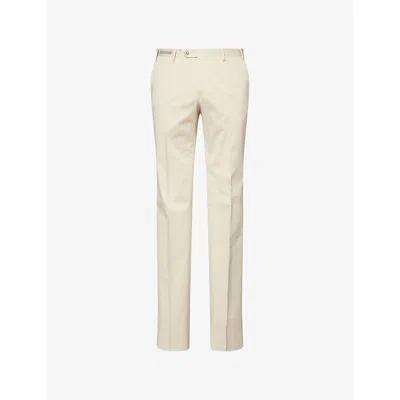 Corneliani Mens Slim-leg Mid-rise Stretch-cotton Trousers Natural White