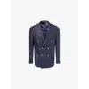 Corneliani Mens  Double-breasted Peak-lapel Linen Jacket In Blue