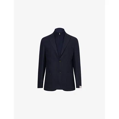 Corneliani Mens Navy Blue Notched-collar Removable-bib Wool Jacket