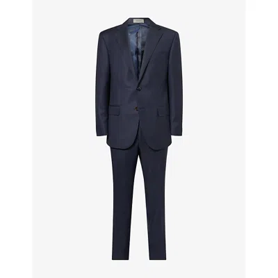 Corneliani Mens Navy Blue Notched-collar Single-breasted Wool Suit