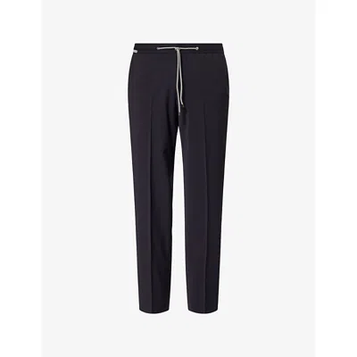 Corneliani Mens  Slim-leg Drawstring Wool Trousers In Black
