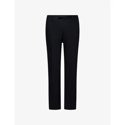 Corneliani Mens Navy Blue Slim-leg Mid-rise Wool And Cashmere-blend Trousers