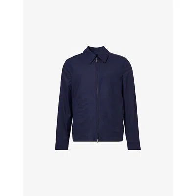 Corneliani Mens Navy Blue Tropica 170s Zipped Virgin-wool Jacket