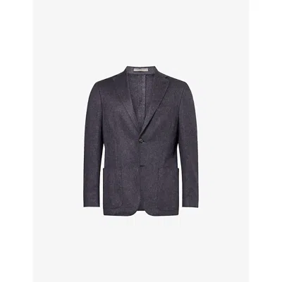 Corneliani Mens Navy Blue Whisper Single-breasted Silk-cashmere Blend Jacket