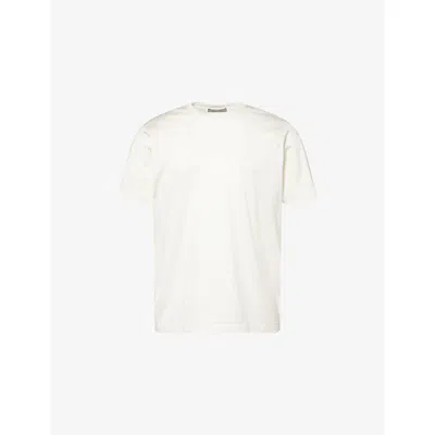Corneliani Mens Optical White Brand-embroidery Crewneck Cotton-jersey T-shirt