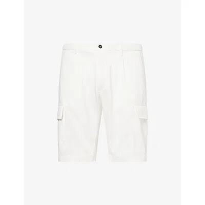 Corneliani Mens Optical White Regular-fit Cotton Cargo Shorts
